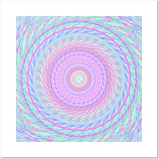 Funky Vibrant Trippy Spiral Mandala Posters and Art